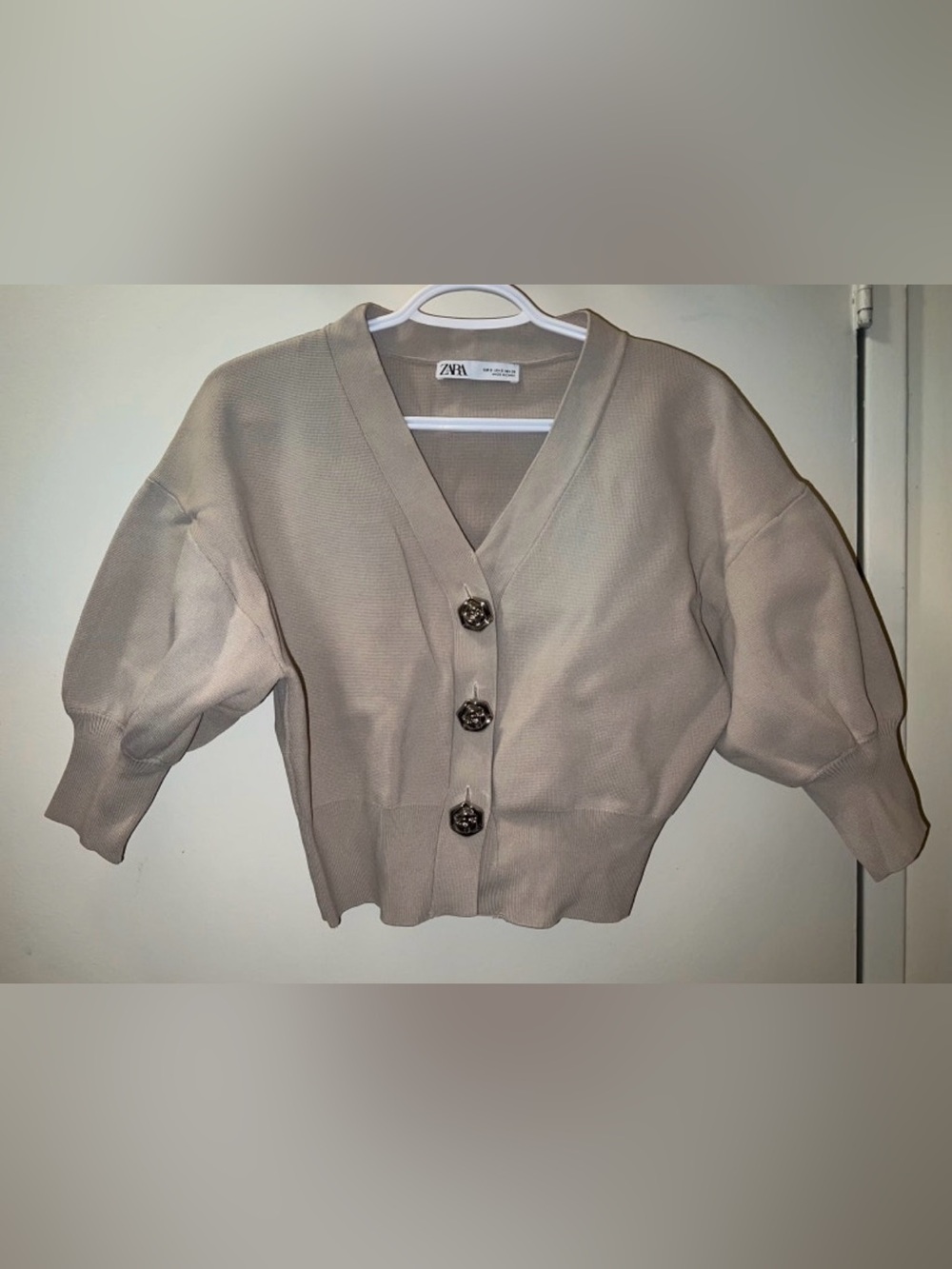 Ara Neutral Beige V-Neck Button Cardigan